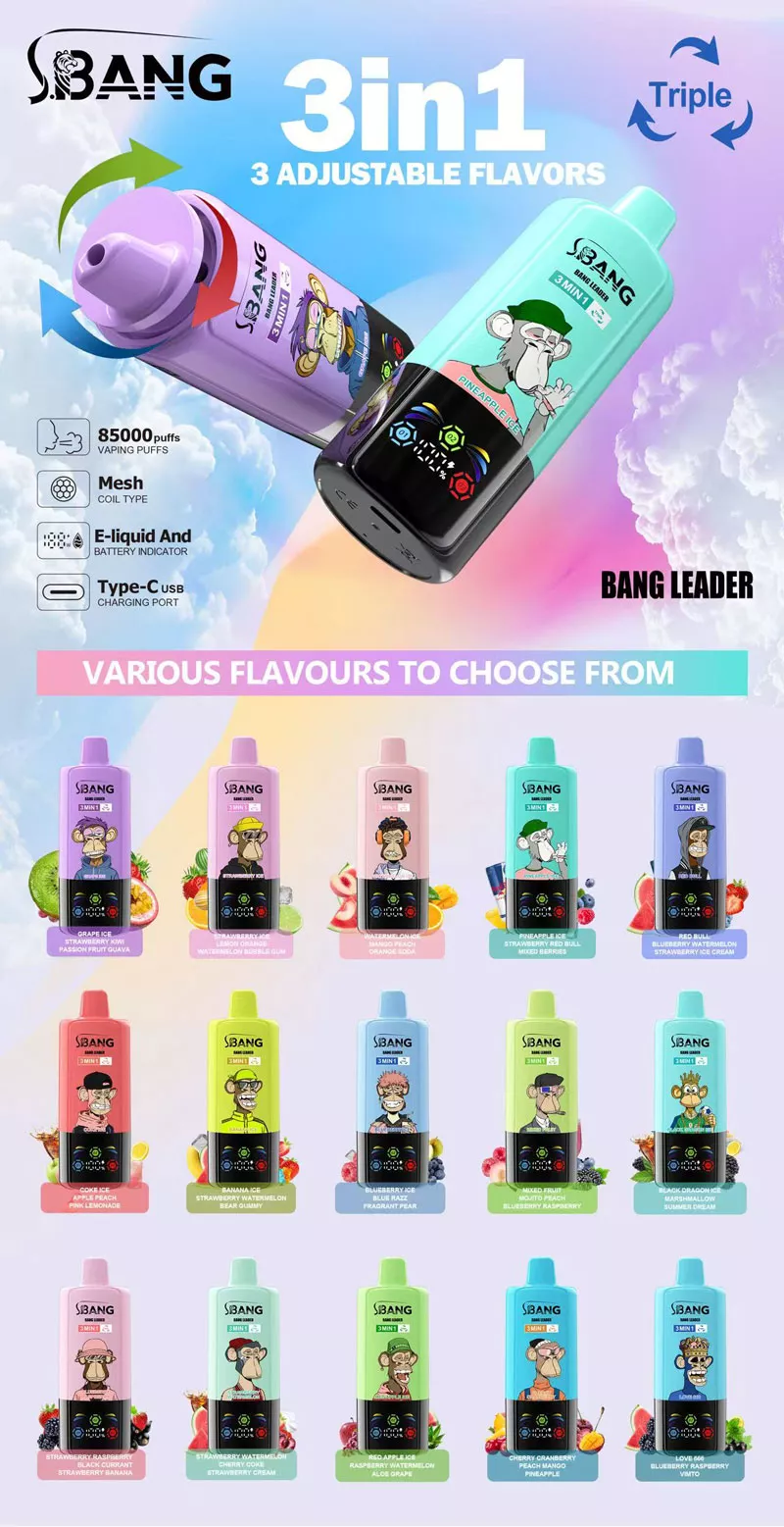 Bang Leader 85K Puffs 3 in 1 - Vape sa 3 okusa i 45ml e-tekućine