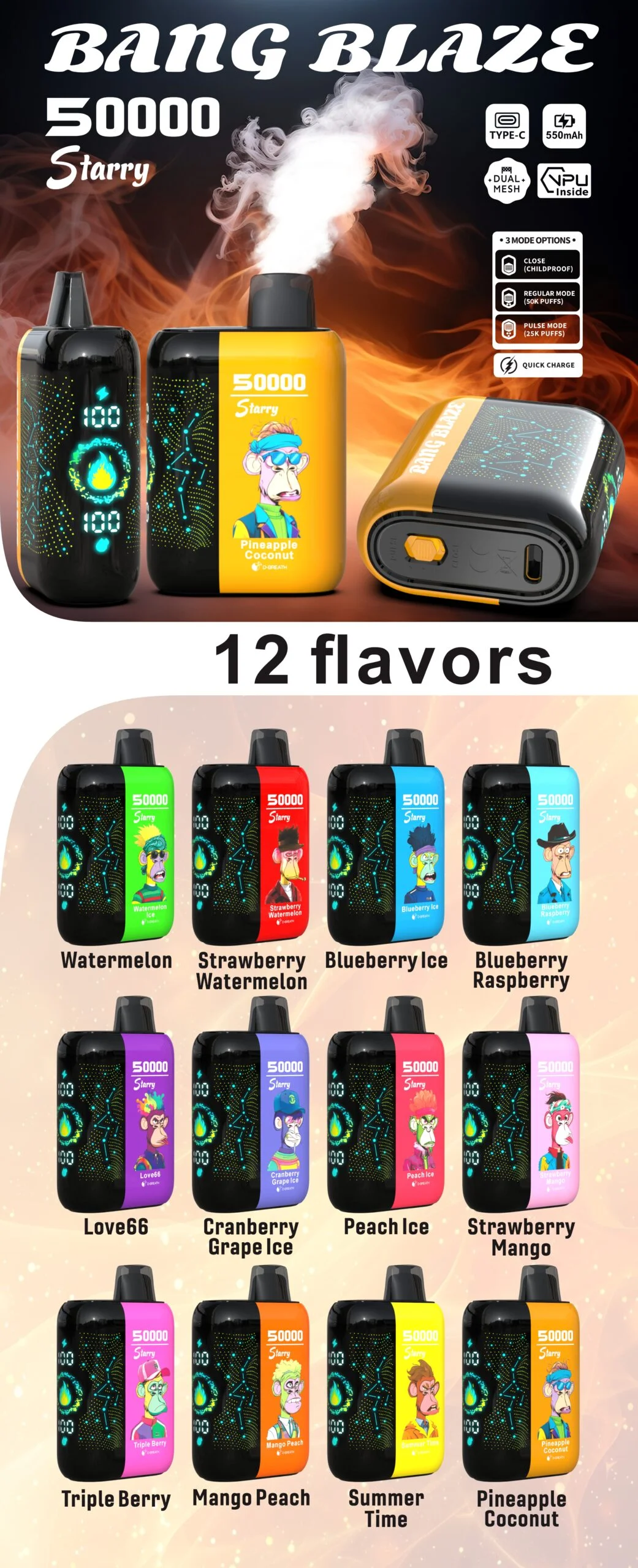 Bang Blaze 50000 Puffs Starry - Premium singlekusni vape sa zvjezdastim dizajnom