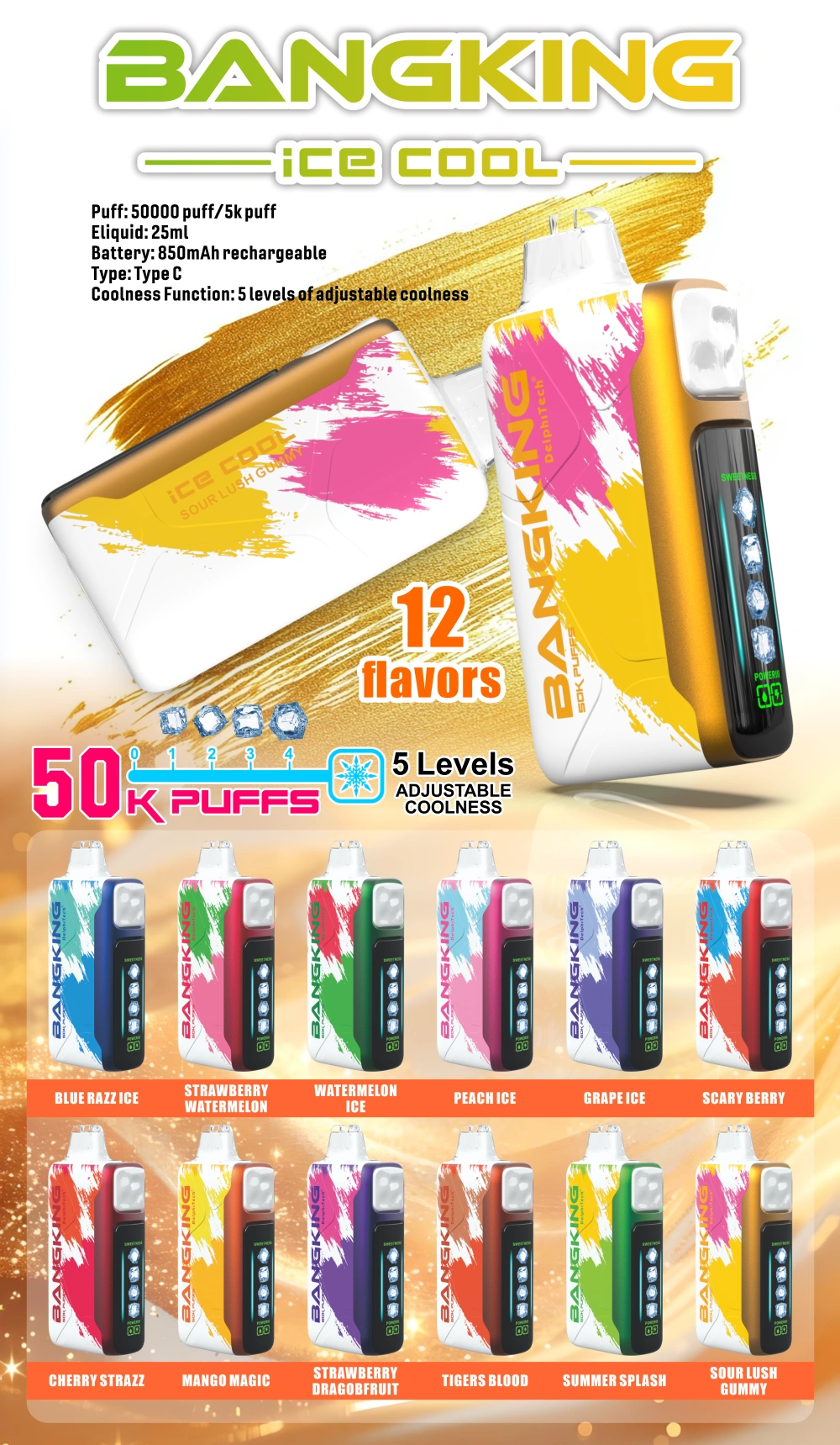 Bang King 50000 Puffs Ice Cool - Vape s 5 razina hlada